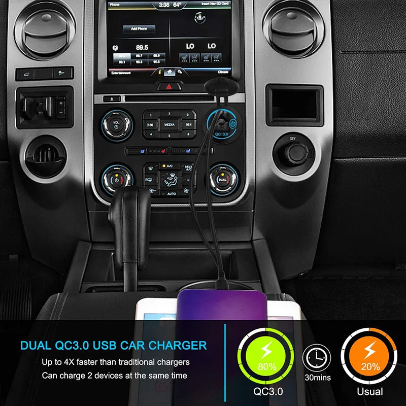 Автомобильное зарядное устройство с двумя USB-портами Quick Charge 3 0 для Audi Sline A3 A4 A5 A6 A7
