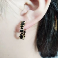 2022 new fashion simple black zircon stud earrings for womens wedding party jewelry feminine gifts
