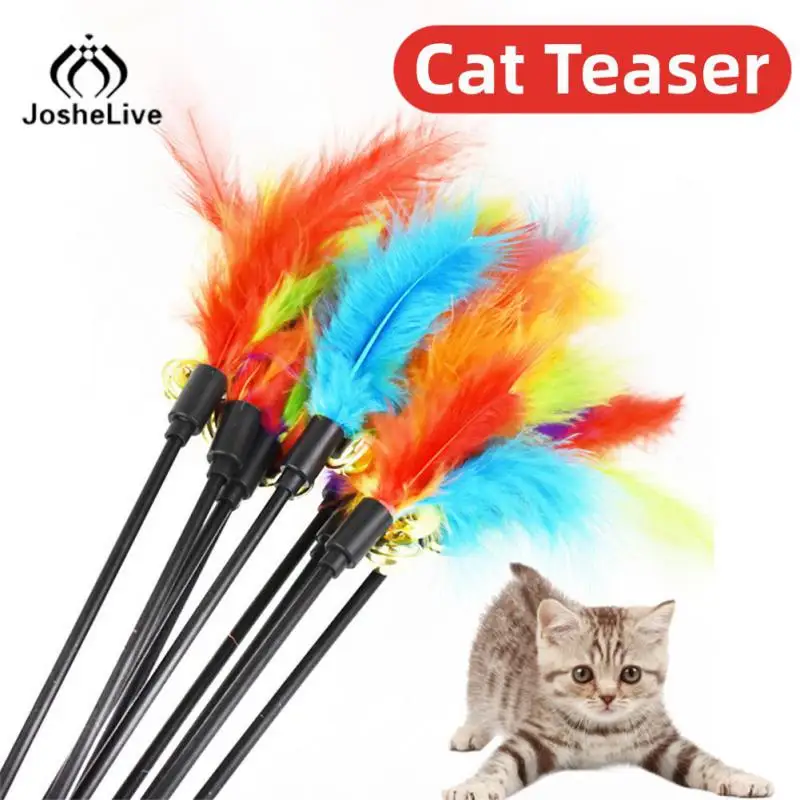 

Прикольная игрушка в виде котенка с колокольчиком и перьями