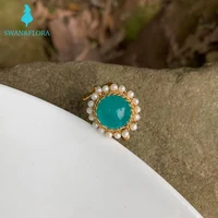 natural amazonite ring female handmade ring jewelry for women gift natural freshwater pearl