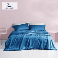 liv esthete new luxury blue 100 silk duvet cover pillow case bed sheet quilt cover set bed linens set king queen fitted sheet