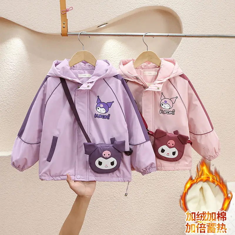 

Детская толстовка Sanrio с капюшоном, милый мультяшный уличный свитшот для девочек и студентов с Hello Kittys, теплая одежда с капюшоном