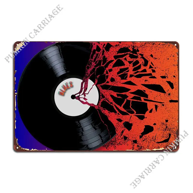 Shattered Blues Record Metal Plaque Mural Garage Decoration Wall Mural Bar Tin Sign Poster