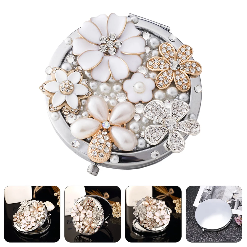 

Mirror Compact Makeup Folding Portable Mini Travel Pocket Decorative Flower Magnification Purse Bulk Led Repair Set Double Sided