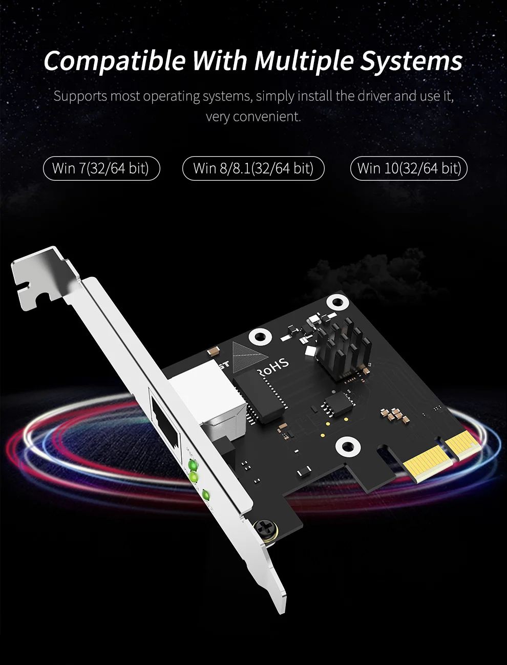 game pcie card 2500mbps gigabit network card 101001000mbps rtl8125b rj45 wired computer pci e 2 5g network adapter lan dongle free global shipping