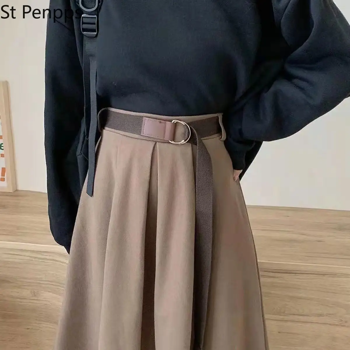 Solid Skirts Women Mid-calf High Waist Friends Korean Style Elegant College Spring Autumn All-match Jupe Mujer Faldas Female Ins | Женская