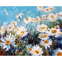 gatyztory painting by numbers daisy on canvas handpainted acrylic paint coloring by numbers flower frameless wall decor gift