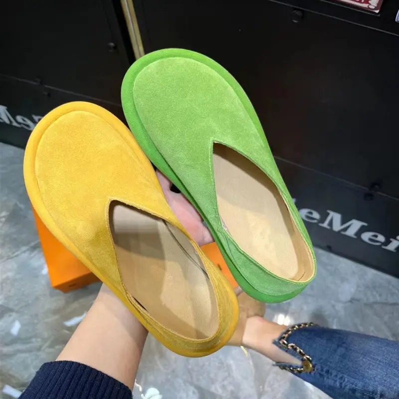 Big Toe Loafers Women's Fashionable Soft Bottom Soft Surface V Cut Slip-on Gommino Comfortable Ugly Cute Outer Wear