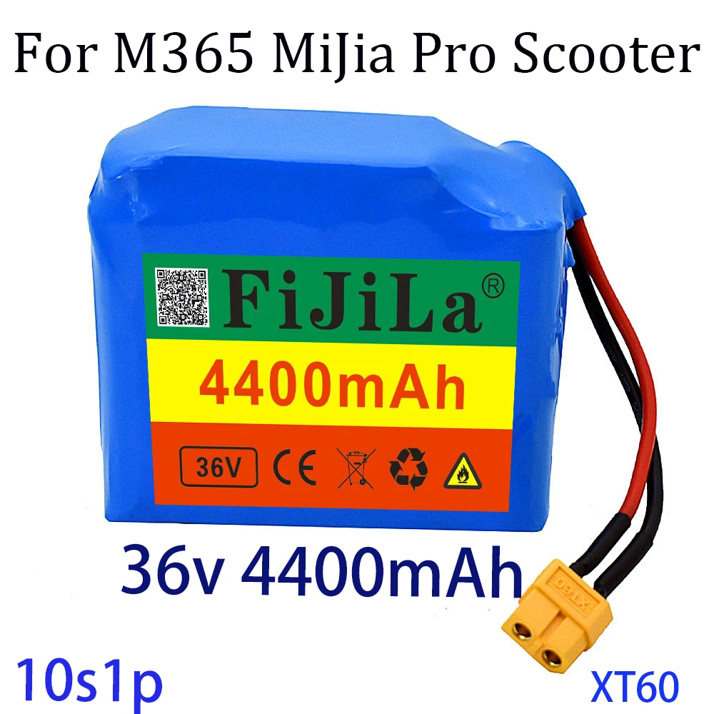 

For M365 MIJIA Pro Scooter 36V 4.4Ah 10S1P 18650 Lithium ion Battery Pack Extended Range Charge And Discharge XT60 Plug+15A BMS