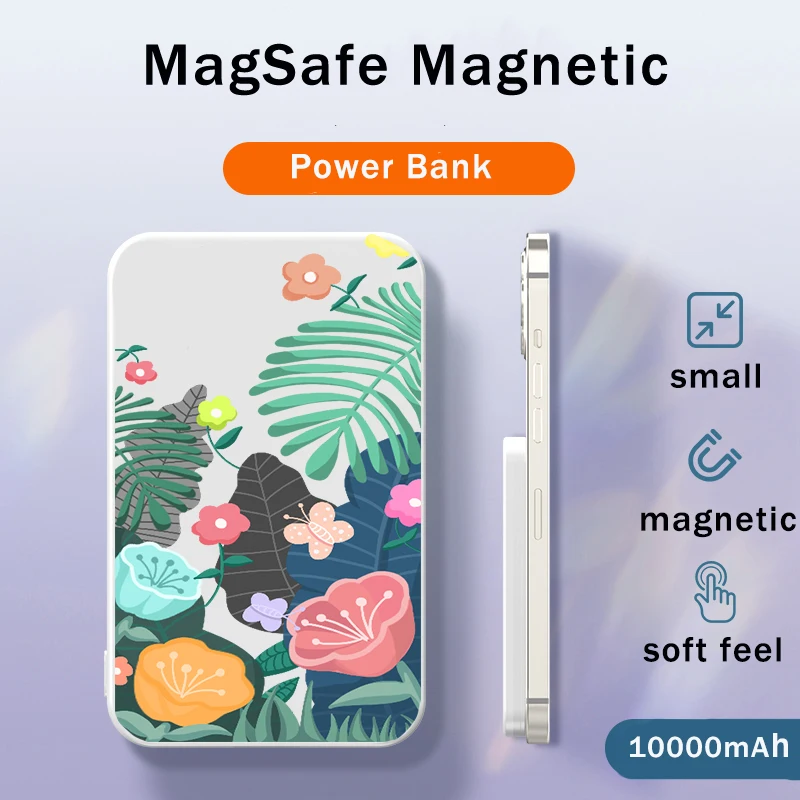 

Abstract doodle flowers art Magnetic PowerBank 10000 5000mAh Portable Chargers External Auxiliary Battery Fast Wireless Charging