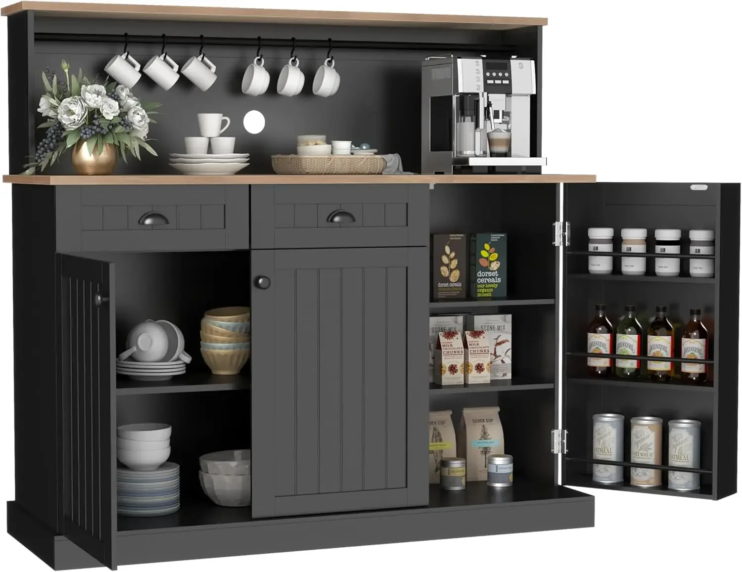 2-х ящиков кухонный шкаф для фермерского дома с регулируемыми полками кофе-бара