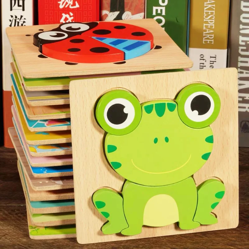 

Baby Toys Thicken Wooden 3D Jigsaw Puzzle Cartoon Animal/Traffic Intelligence Wood Puzzle Educational Toys for Children Gifts