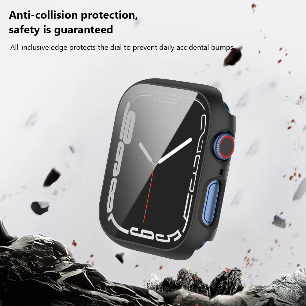 

Hard PC Glass + Cover Dustproof Universal Watch Case Replacement Parts Screen Protector Case for Apple Watch Series 8 7 6 5 4 SE