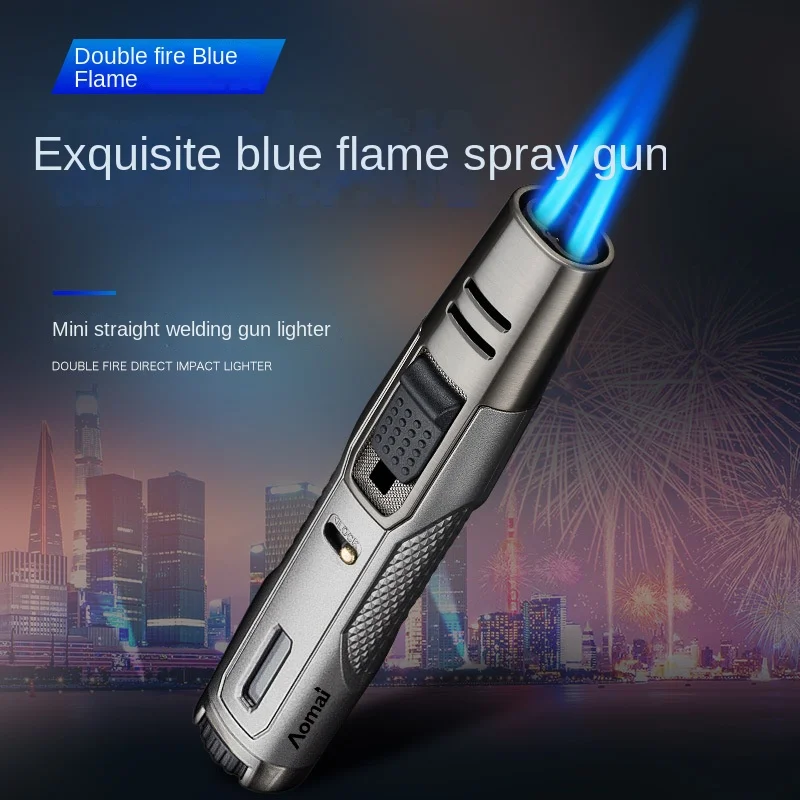 

Metal Strip Double Fire Direct Charging Small Spray Gun, Cigar Moxibustion Aromatherapy Lighter