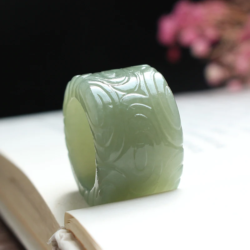 Кольцо из натурального белого нефрита hetian ручная работа скульптура