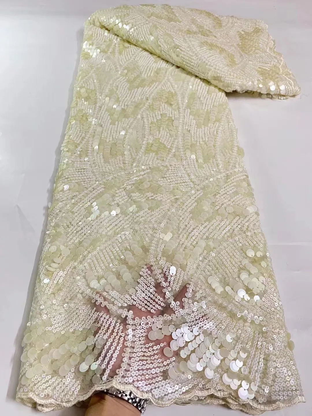 Новейшая синяя африканская кружевная ткань с цветными блестками