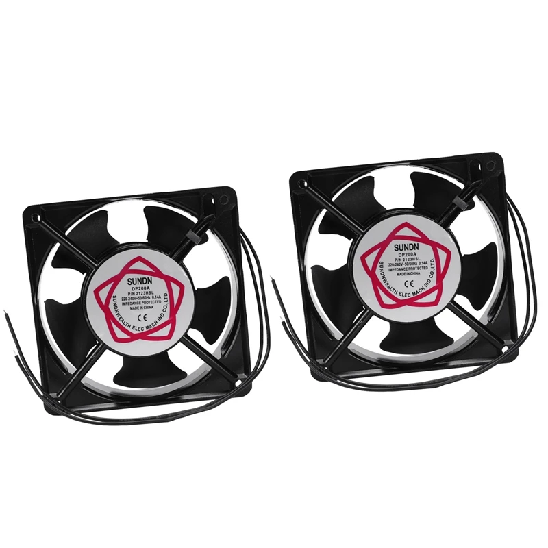 

2Pcs 120X120x38mm 5 Blades Metal Frame Axial Flow Cooling Fan AC 220/240V 0.14A 22W
