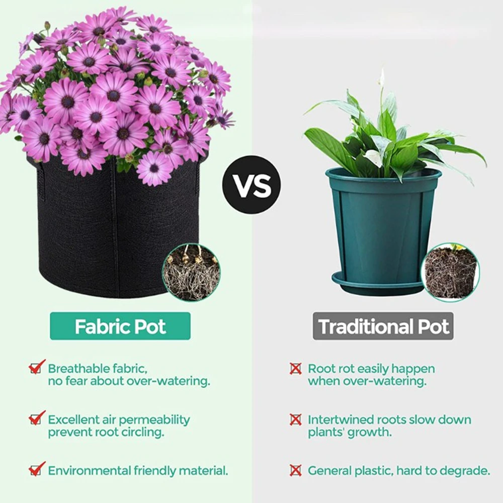 5 шт./лот войлочная сумка для выращивания растений садовая ткань горшок овощей