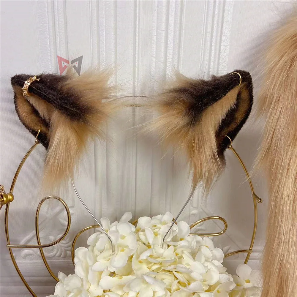 Обруч для волос Leona с львенными ушками ручной работы набор украшений ожерелье