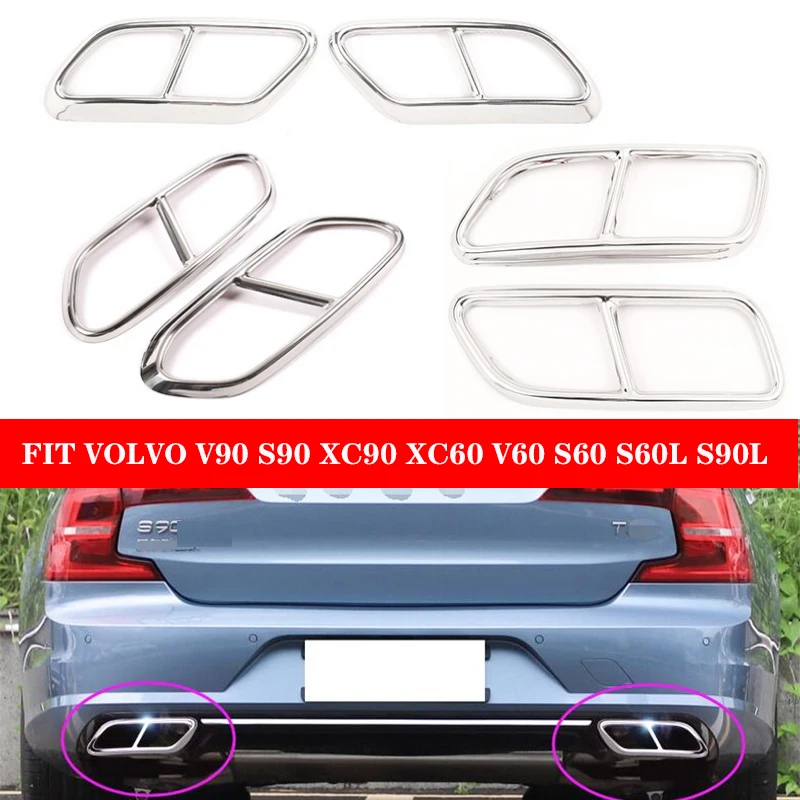 

For VOLVO For S90 2016-2020/ V90 2016-2019/S60 2020/ Automobiles Tail Throat Frame Accessories Exterior Exhaust Pipe Cover 2Pcs
