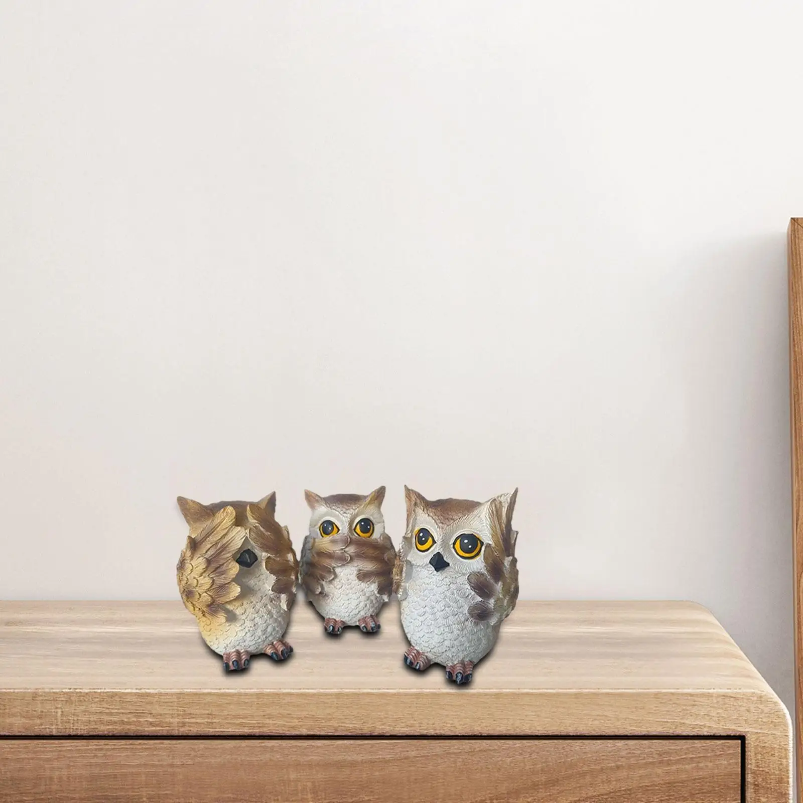 3-х шт. статуи совы коллекционные скульптуры из смолы для внутреннего садового