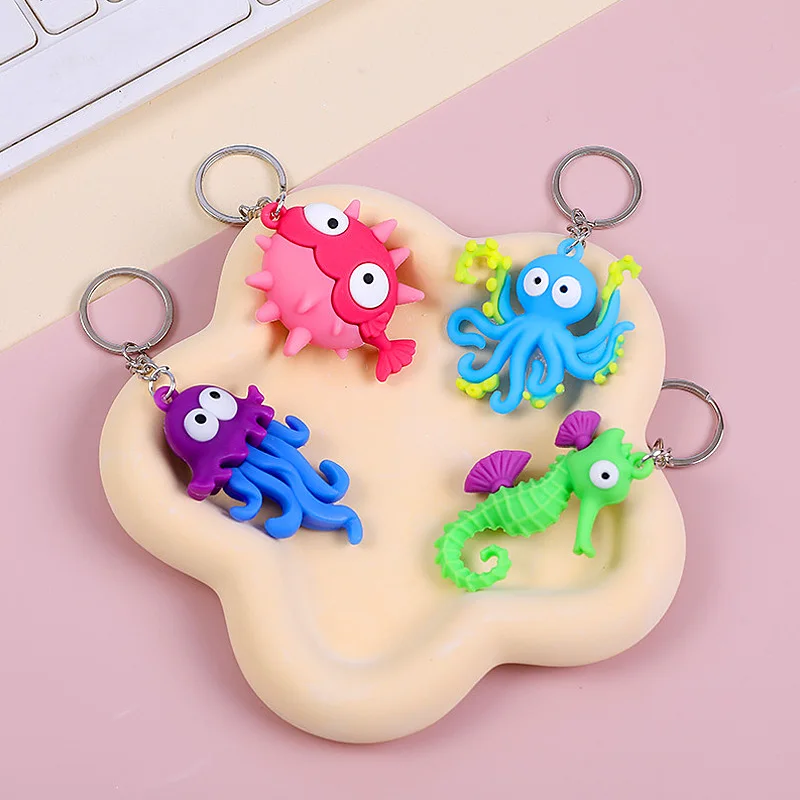 

1pcs New 3D Octopus Simulation Pvc Soft Rubber Keychain Cute Marine Creatures Keychain Cuttlefish Keychain Backpack Accessories