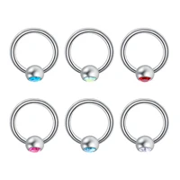 1pc g23 titanium crystal captive bead ring nose septum piercing ear cartilage tragus conch earring helix piercing body jewelry