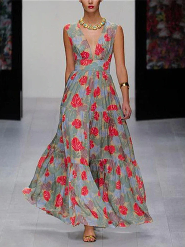 

Женское платье с V-образным вырезом, без рукавов