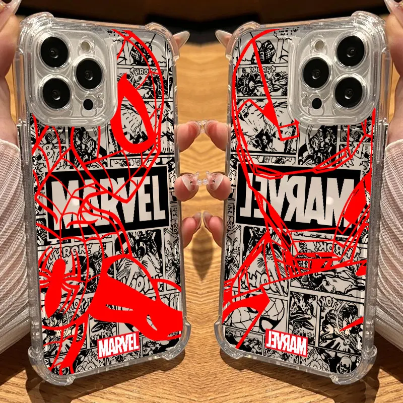 Фото Прозрачный чехол Marvel Spiderman Ironman Avengers для iPhone 17 16 15 14 13 12 11 Pro Max 16e 17e Air 13 15 Plus XS X 7 8 №2