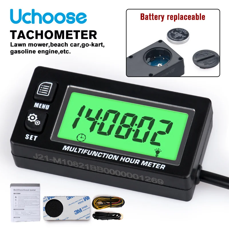 

RL-HM028A Inductive Temperature Motorcycle Multi-function Speedometer Timer Hour Meter Waterproof Battery Replaceable