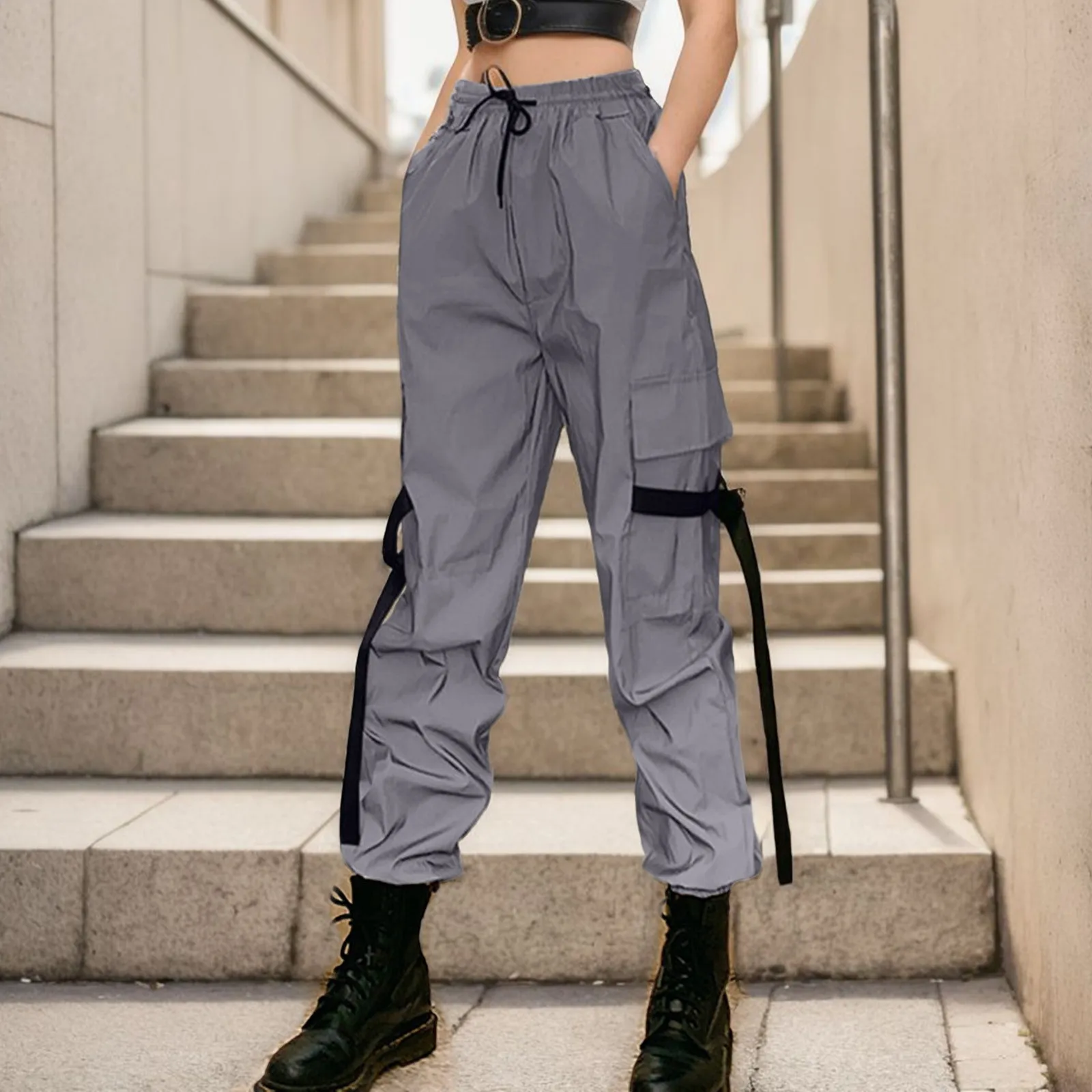 

Брюки-карго женские, джоггеры, универсальные эластичные модные прямые штаны на завязках, на осень-зиму