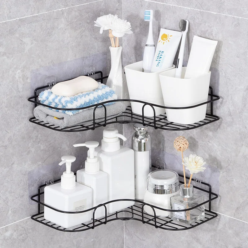 Bathroom Corner Storage Rack Shower Shampoo Holder Shower Organizer Shower Storage Shelf No Drilling Shower Basket Shelves