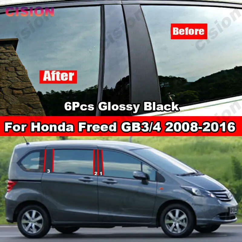 

Оконная дверная Колонка B C, колонны, столб, крышка, отделка для Honda Freed GB3 GB4 2008-2016, глянцевая черная наклейка из углеродного волокна с зеркальным эффектом