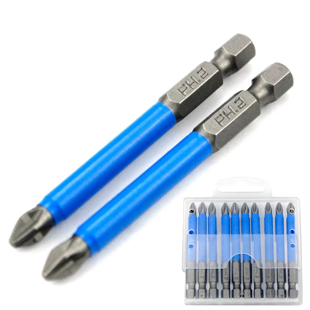 

Magnetic Long Hex Anti Slip Phillips Screw Head Screwdriver Bits10pcs