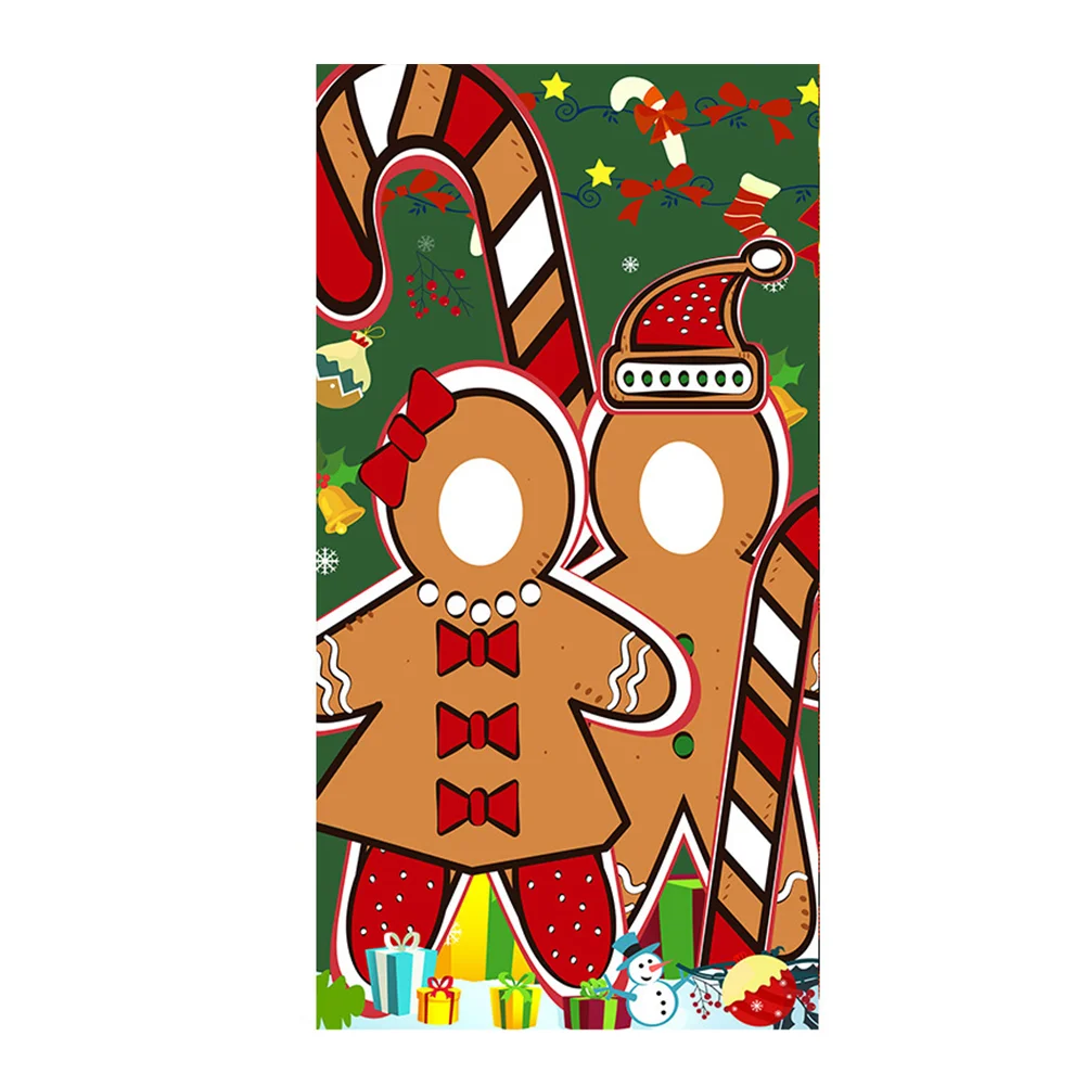 

Christmas Banner Party Photo Face Holeprop Yard Backdrop Man Gingerbread Scene Holiday Favor Frame Supply Giftkit Props Stand