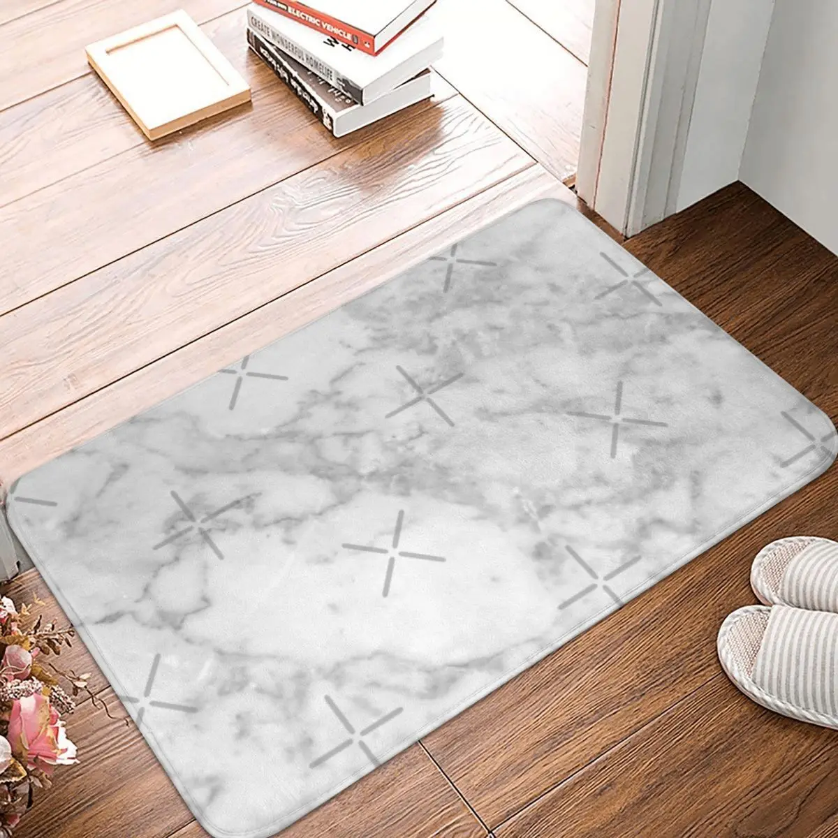 

White Marble 60x40cm Carpet Polyester Floor Mats Holiday Durable Gifts