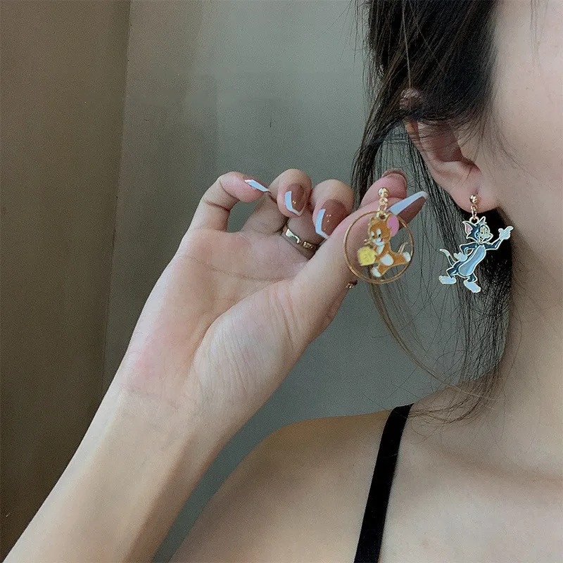 Серьги-гвоздики в стиле аниме Кот Том мышь 1 пара |