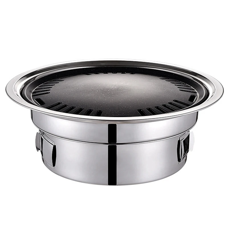 

Круглый гриль для барбекю из нержавеющей стали, подставка для барбекю, мясовая плита для отдыха на открытом воздухе, кемпинга, барбекю