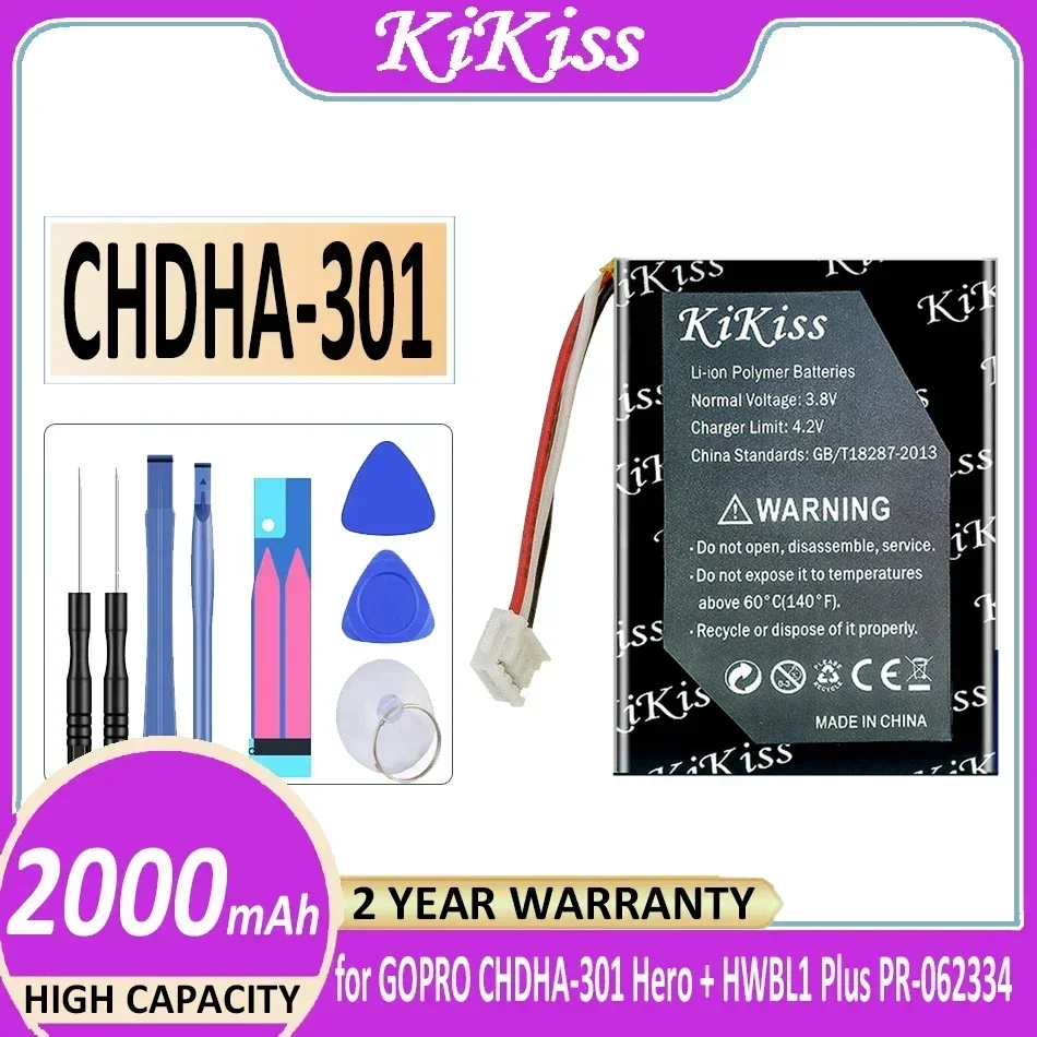 Мощный аккумулятор KiKiss емкостью 2000 мАч CHDHA301 для GOPRO CHDHA-301 Hero + HWBL1 Plus HWBL 1 PR- 062334