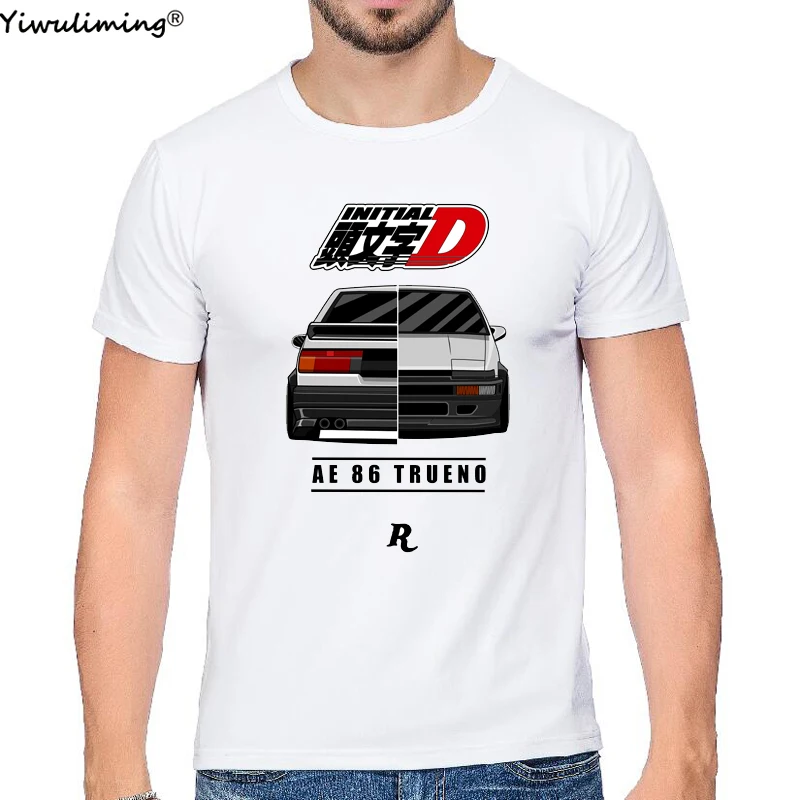 AE86 Japan Anime Initial D T-shirt Men Summer Cool Short Sleeves Tshirt Casual Homme Tshirt Racing Drift Car Graphic Tees