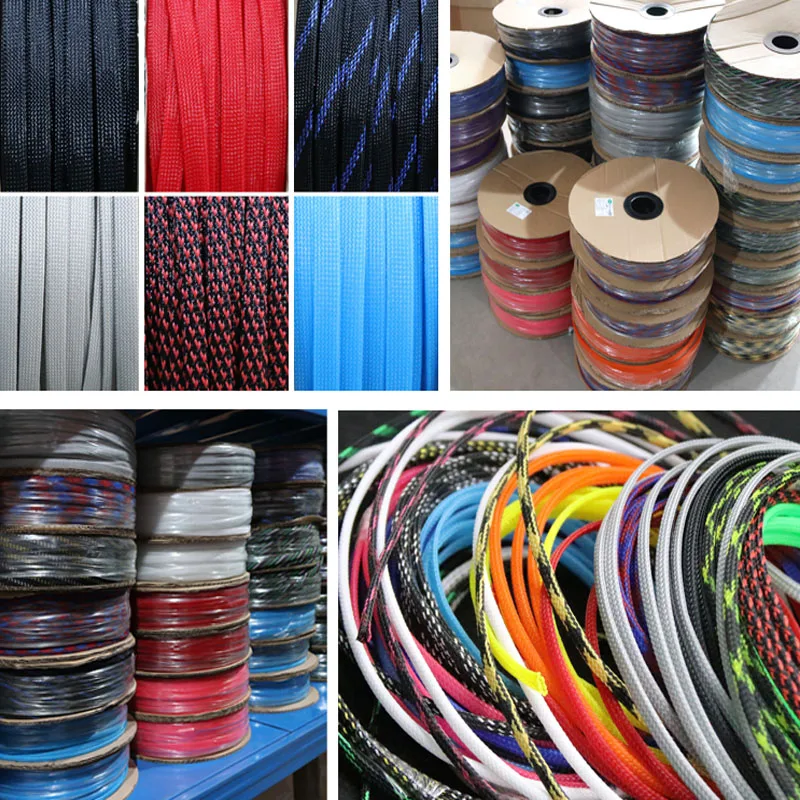 5M PET Expandable Cable Sleeve 3-20mm Colorful High Density Braided Sleeves Insulate Line Protect Wire Wrap Gland Sheath images - 6