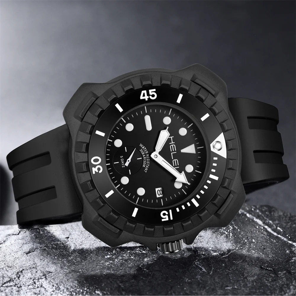 Часы HELEI Мужские кварцевые деловые брендовые Роскошные водонепроницаемые
