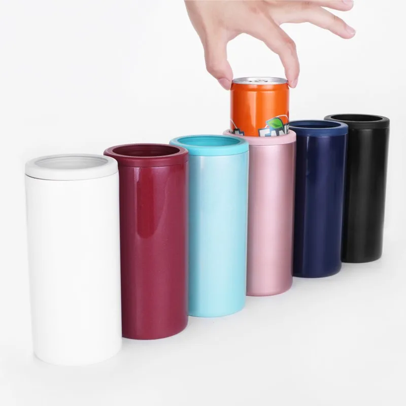 Insulated Vacuum Cola Holder Tumbler Skinny Can Cooler 350ml Slim Beer Bottle Cold Keeper Cup