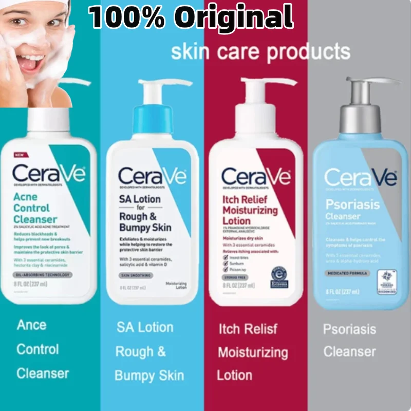 

100% Original Cerave 2% Salicylic Acid Cleansing Acne Removing Oil Control Facial Cleanser 237ml SA Moisturizing Body Lotion