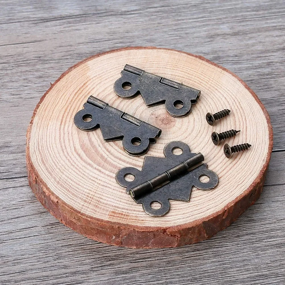 iki zawiasy małe antyczny brąz zawias do pudełek kolor brązu motylkowe żelazne pudełka