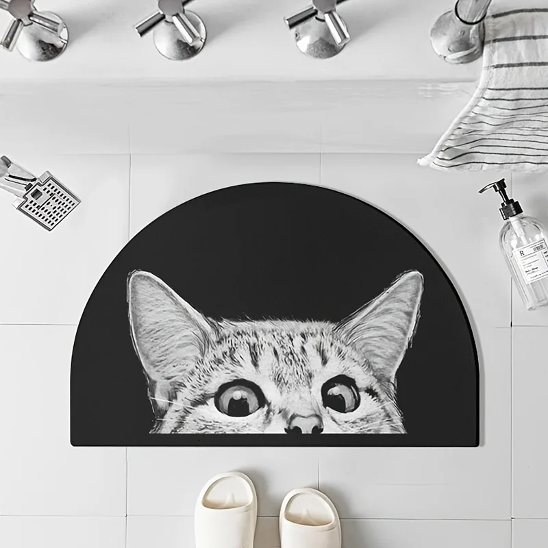 

1 шт. Нескользящий Впитывающий Коврик для ванной комнаты с милым котом, домашний коврик для ванной, дверные коврики, Нескользящие напольные коврики для ванной