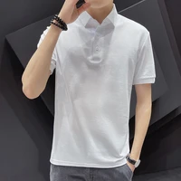 summer new short sleeved t shirt mens polo shirt breathable cool and comfortable korean version with a top bottoming shirt