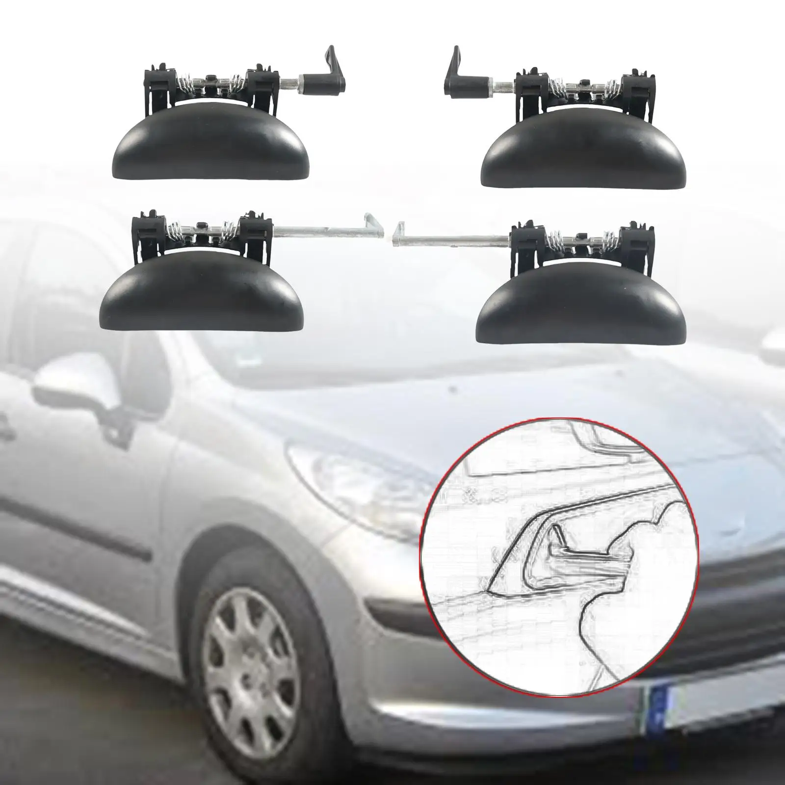 Interior Door Handle Spare Part Professional for Peugeot 206 1998-2009