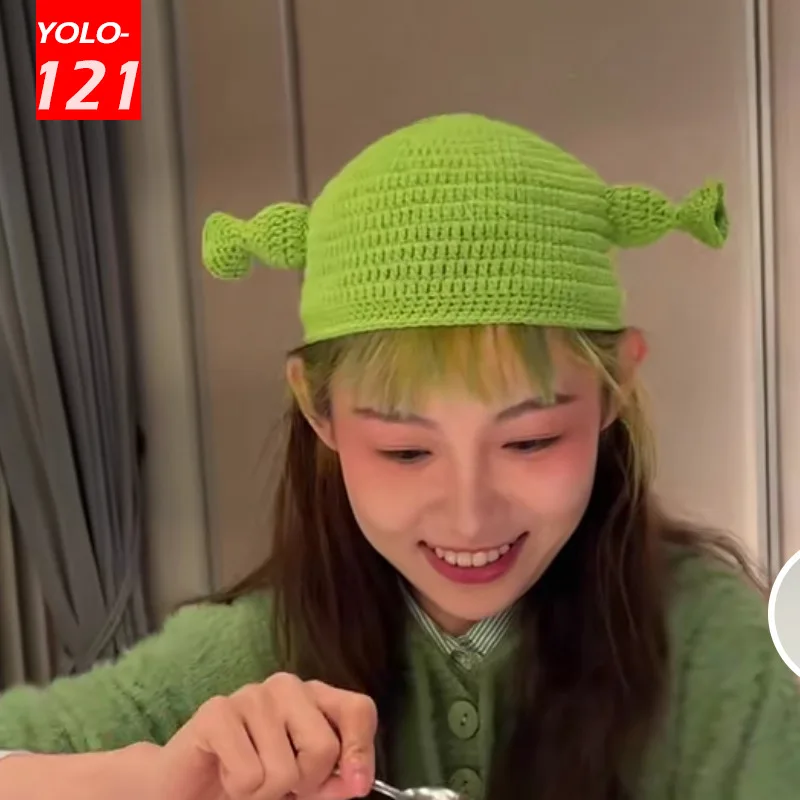 

Забавная балаклава, шапка, зеленая мультяшная шапка с монстром, милая теплая шапка с капюшоном, шапки для холодной погоды из молочного хлопк...