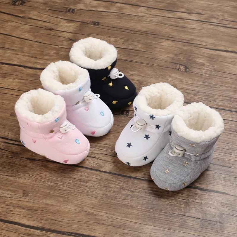 

Baby's Autumn and Winter Step 0-1 Years Old Boysgirls Fleece Lined Padded Warm Keeping Cotton Shoes First-Walker